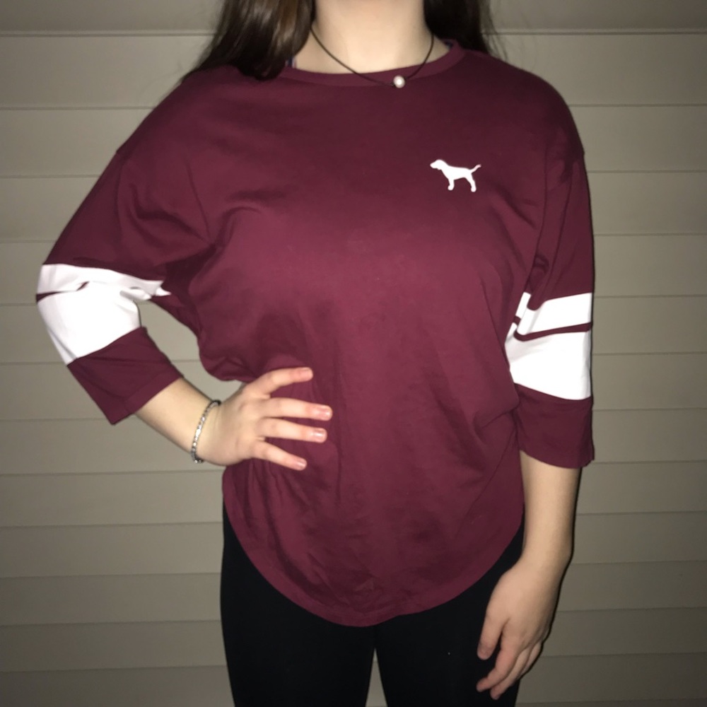 Maroon 3/4 Sleeve VS PINK Shirt